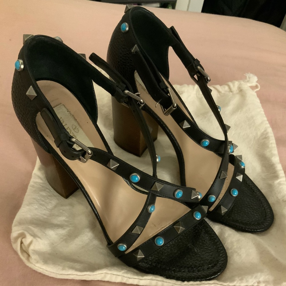Valentino Rockstud Block Heels - Size 38 (US 8)